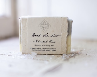 Dead Sea Minerals Salt and Mud Soap Bar, Organic, Vegan, and Palm Oil Free