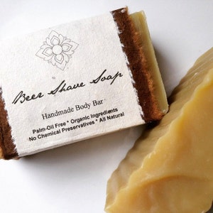 Beer Shave Soap Vegan, Palm Oil Free, Made with Certified Organic Vegetable Oils. image 2