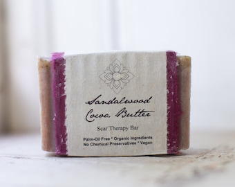 Sandalwood Cocoa Butter Organic Soap Bar, Palm Oil Free, Vegan, Zero Waste, 4.5 oz.