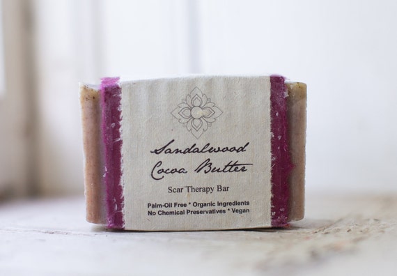 Sandalwood Cocoa Butter Organic Soap Bar, Palm Oil Free, Vegan, Zero Waste, 5 oz.