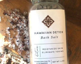 Sales de baño desintoxicantes hawaianas, frasco de vidrio de 113 g (4 oz)