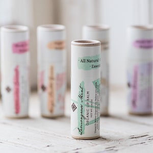 Lemongrass Mint Organic Lip Balm, Packaged in Paper Tube, Vegan