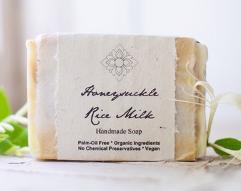 Honeysuckle Rice Milk Organic Soap, Palm Oil Free, Moisturizing