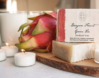 Dragon Fruit Green Tea Organic, Vegan, Palm Oil Free Soap, for Normal to Oily Skin, 4.5 oz.