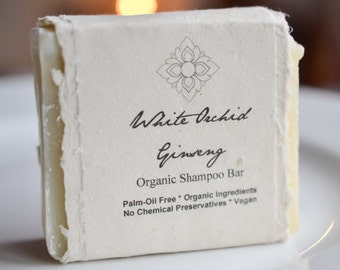 White Orchid Ginseng Organic Shampoo Bar, Moisturizing Formula, Palm Oil Free