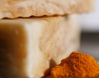 Turmeric Patchouli Organic Body Soap - Vegan, Palm Oil Free, Zero Waste, Wrapped in Seeded Paper