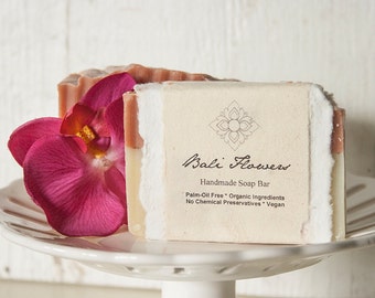 Bali Flowers - Palm Oil Free Soap, Vegan, Certified Organic Oils, Tropical Blend of Magnolia, Jasmine, Plumeria, Orchid, Hibiscus