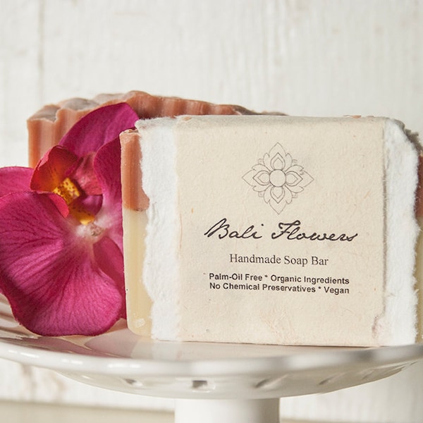 Bali Flowers - Palm Oil Free Soap, Vegan, Certified Organic Oils, Tropical Blend of Magnolia, Jasmine, Plumeria, Orchid, Hibiscus