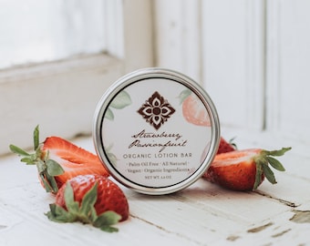 Strawberry Passion Fruit Vegan Lotion Bar  1.5 oz, Great Zero Waste Option!