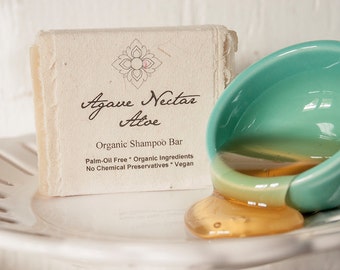 Agave Nectar Aloe Organic Shampoo Bar with Argan Oil, Palm Oil Free, Vegan, Plastic Free
