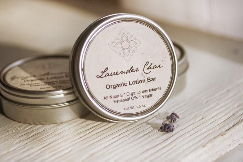 Lavender Chai Organic Lotion Bar Solid Lotion, Great Zero Waste Option image 3