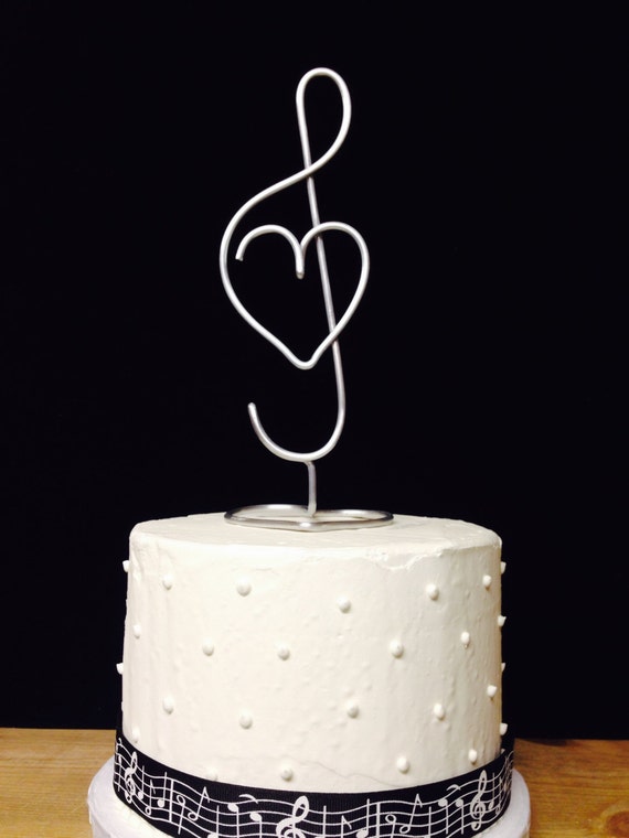 Music Note Cake Topper Teble Clef Musical Heart Wedding Cake Etsy