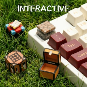 Interaktive Minecraft Piston Artisan Tastenkappe für Mechanische Tastaturen | Handbemalte Kunstharz-Schlüsselkappe | Kirsche MX | Zocker Geschenk | PC-SETup-Dekor