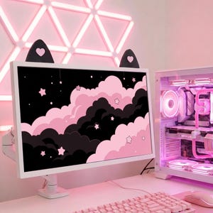 16 variantes : oreillette de moniteur Kawaii pour la configuration du bureau du joueur et la décoration de l'écran du PC