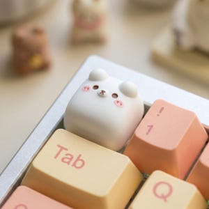 Chibi Chubby Bear Artisan Keycap Custom Mechanical Switch Cover