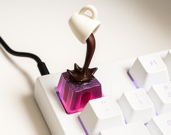 Beste cadeau voor koffieverslaafde vrienden, handgemaakte ambachtelijke keycap, schattige hars keycap voor mechanisch toetsenbord, ambachtelijke keycap, Cherry MX keycap