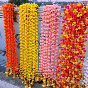 GRATIS VERZENDING 50 PC's Veelkleurige Indiase kerstfeestdecoratie bruiloft, Mehndi-decor, achtergrond, pompon, Gota-gordijnen Express Shipping