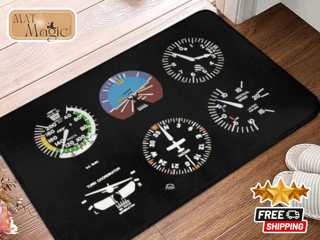 Cockpit Six Dials Flight Simulator Mat | Funny Pilot Doormat | Home ...