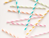20 Paper Straws - Choose Your Color - With Printable PDF Party Flag