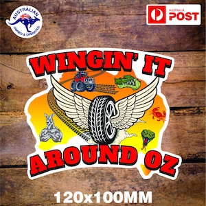 Winging it around Australia Sticker Aussie Australian adventure before dementia Caravan decal Ute Motorhome