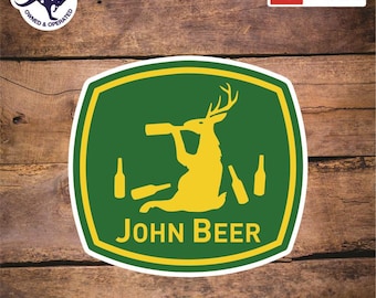 Pegatina divertida de John Beer para tractor cortacésped Deere