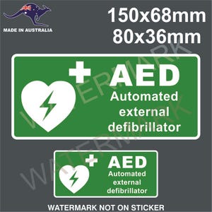 2 AED STICKERS Automated external defibrillator