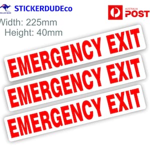 Emergency Exit Stickers x3