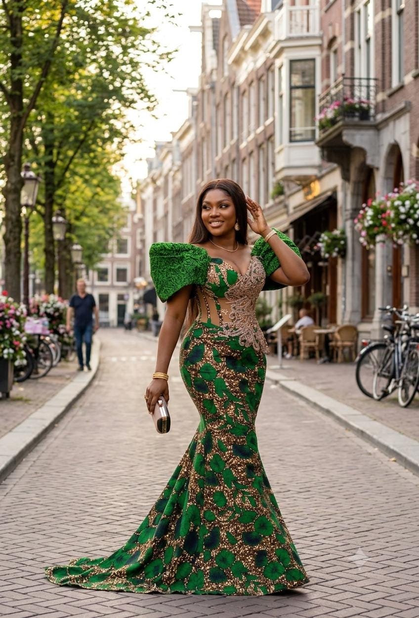 emerald green african dress Formal emerald green and gold dress