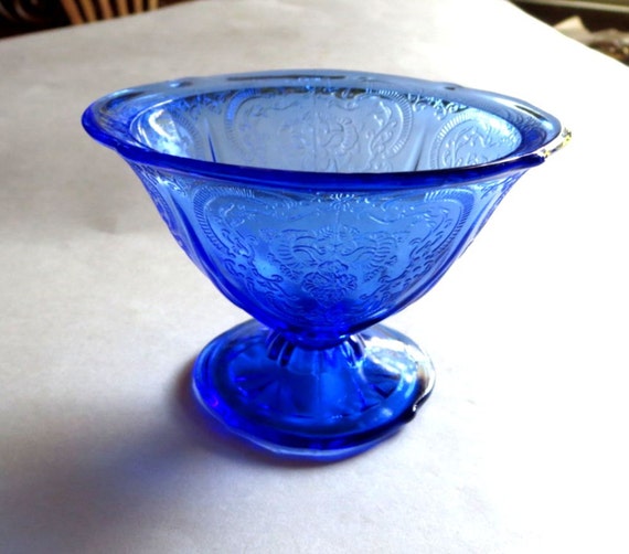 Download Items similar to Royal Lace Cobalt Blue Depression Glass Sherbet Hard to Find ALL Glass Style on ...