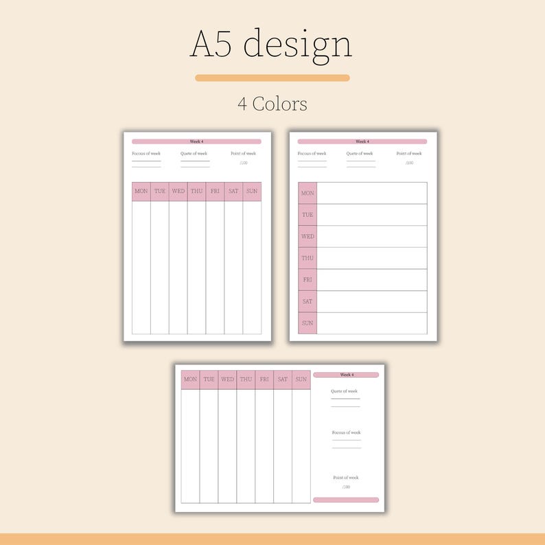 Monthly and Weekly Planner Printable Landscape Poster, Weekly Planner ...