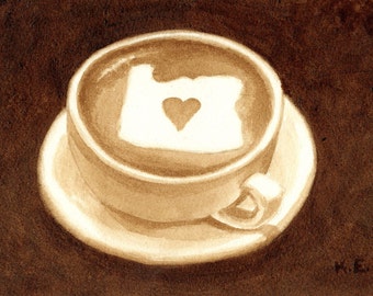coffee art, painted with coffee, latte art, latte, heart, espresso, love, Oregon