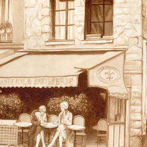 coffee art, painted with coffee, Paris, cafe, cafe society, sidewalk cafe, outdoor cafe, France, French