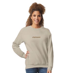 evermore TS Album beige Embroidered Crewneck Sweatshirt Jumper -Swiftie, Swifties, Swiftie Gift, Swiftie Merch, evermore merch, music merch