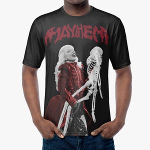 LG Mayhem Black Red Skeleton Dance Unisex T-Shirt - Little Monsters, Mayhem Merch, Mayhem Ball, Concert Apparel, Music Apparel