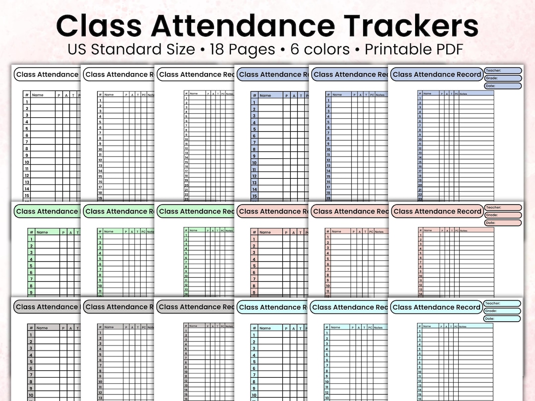 Printable Class Attendance, Student Absence Log Sheet, Teacher Roll ...