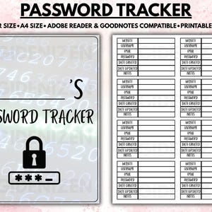 Suivi de mot de passe, Modèle Goodnotes à remplir, Organiseur de connexion imprimable, Carnet de mots de passe modifiable, Journal de site Web, Carnet de bord, Design minimaliste