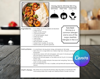 Plantilla para tarjeta de recetas, página minimalista para libro de cocina, planificador de recetas imprimible, página de diario editable, regalo para el Día de la Madre, tamaño 8.5 x 11