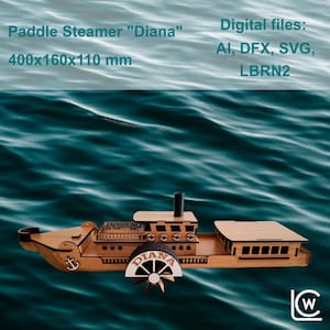 Wooden Paddle Steamer &quot;Diana&quot; – DIY Riverboat Model Kit (400×160×110mm)