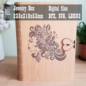 Laser Cut Jewelry Box SVG File – Wooden Organizer Template – DXF, SVG, LightBurn Files – Jewelry Storage Box – Digital Download