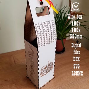 Plantilla SVG de caja de vino cortada a láser para regalo de bodas, cumpleaños y eventos.
