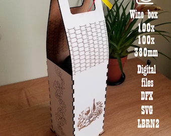 Laser Cut Wine Box SVG | Gift Box Template for Bottle | Wine Packaging for Weddings, Birthdays, Events