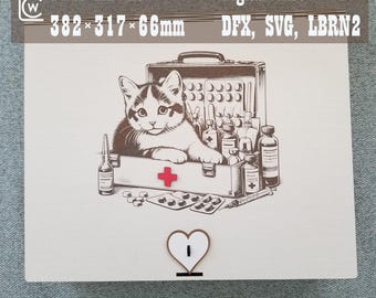 Wooden Medicine Box with 9 Compartments – Laser Cut First Aid Organizer