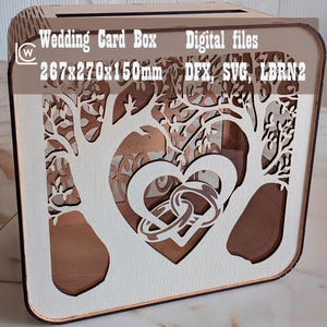 Hochzeit Karte Box SVG | Laser Cut Vorlage | DIY Geschenkbox für Hochzeitswünsche | Personalisierte Umschlagbox für Brautpaar | Digitaler Download