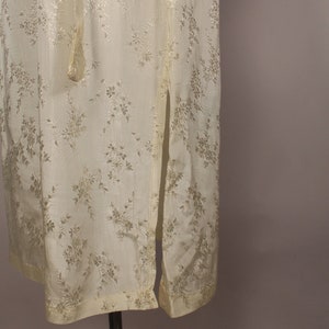 Vintage 80s Ivory Jacquard Dress Size M side slits image 9