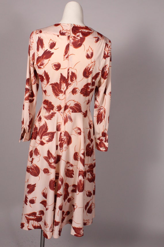 70s Dress // Vintage 70's Rust and Cream Leaf Pri… - image 8