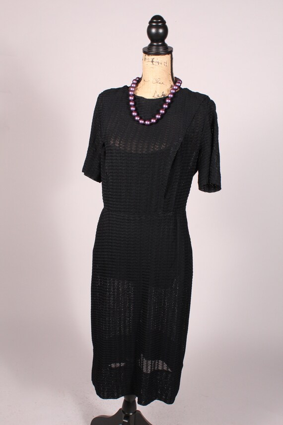 50s 60s Dress //  Vintage 50s 60s Black Semi-Shee… - image 7