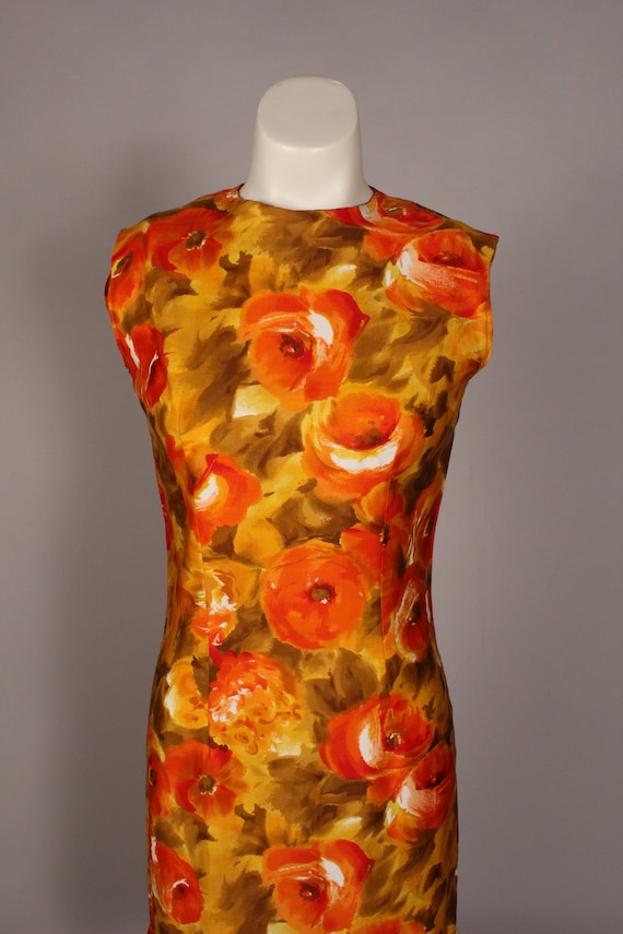 60s 70s Dress //  Vintage 60s 70s Orange Yellow F… - image 3