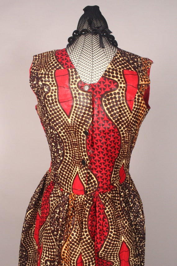 80s Dress //  Vintage 80s Red Brown Super Star Ja… - image 9