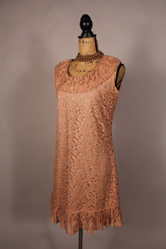 chinese dress ladies 1960's Lace Mod Dress with Beaded Top – The Golden Pearl Vintage main image 1