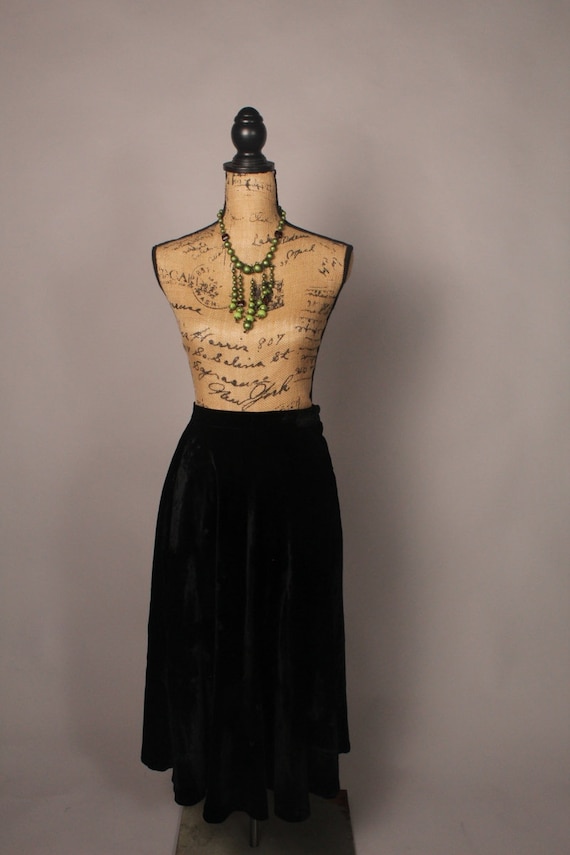 Vintage 50s Skirt,  Vintage 50s Black Silk velvet… - image 2